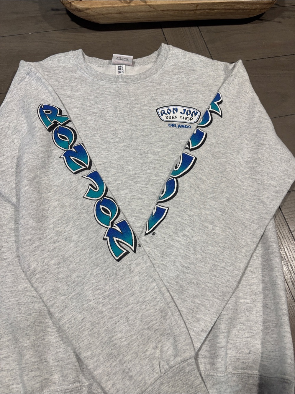 RONJON surf shop Heather Gray Long-Sleeve Graphic Sweatshirt